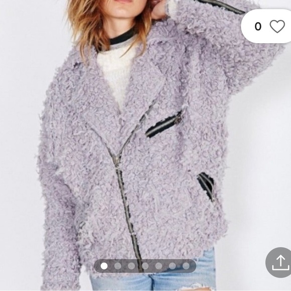 Rare Unif X Urban Outfitters Large Gray Sherpa Poodle Moto Jacket - Picture 1 of 9
